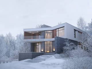 Дом в лесу, премиум интериум премиум интериум Minimalist houses