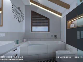 Łazienka w stylu skandynawskim, Patrycja Bedyk Studio Projektowe Patrycja Bedyk Studio Projektowe