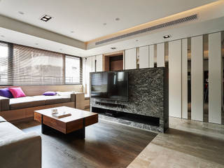 士林-士東路 簡約休閒風，讓40幾年老公寓清爽回春！, 青瓷設計工程有限公司 青瓷設計工程有限公司 Modern Living Room