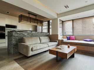 士林-士東路 簡約休閒風，讓40幾年老公寓清爽回春！, 青瓷設計工程有限公司 青瓷設計工程有限公司 Modern Living Room