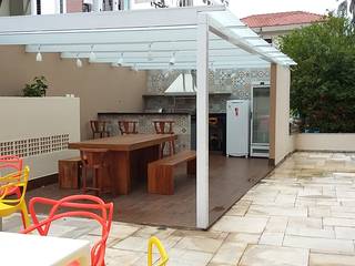 Reforma das Áreas Sociais de Condominio, LK estudio de design LK estudio de design Rustic style balcony, veranda & terrace