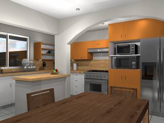 Cocina Coyol,Veracruz. , Constructora e Inmobiliaria Catarsis Constructora e Inmobiliaria Catarsis Dapur Gaya Eklektik Kayu Orange
