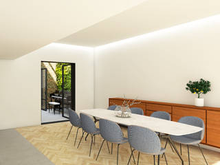 Jaren ’30 woonhuis Maastricht, De Nieuwe Context De Nieuwe Context Modern Dining Room Wood Wood effect