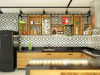 Cozinha Industrial, Bruna Rodrigues Designer de Interiores Bruna Rodrigues Designer de Interiores مطبخ خشب Wood effect