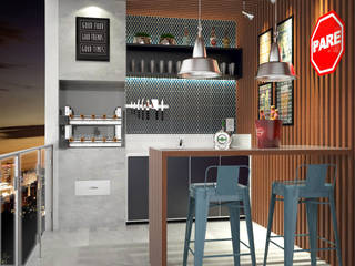 Varanda Gourmet, Bruna Rodrigues Designer de Interiores Bruna Rodrigues Designer de Interiores ระเบียง, นอกชาน