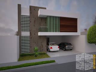FACHADA CON BALCÓN LATERAL homify Casas de estilo minimalista