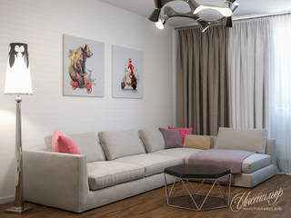 Дизайн-проект 3-х комнатной квартиры фьюжн, поп-арт, Студия Инстильер | Studio Instilier Студия Инстильер | Studio Instilier Living room