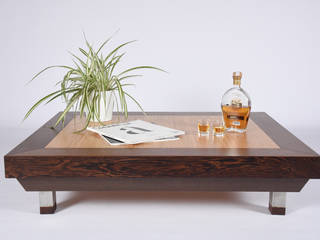 Tavolino da caffè mid century quadrato in legno / Tavolo design basso per living, Ebanisteria Cavallaro Ebanisteria Cavallaro Phòng khách Than củi Brown