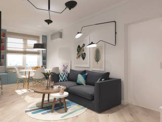 Квартира в скандинавском стиле в ЖК Wellton Park, AlexLadanova interior design AlexLadanova interior design Living room