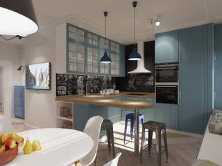Квартира в скандинавском стиле в ЖК Wellton Park, AlexLadanova interior design AlexLadanova interior design Scandinavian style kitchen