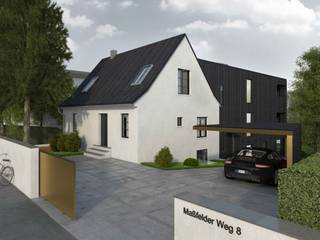Wohnüberbauung Maßfelder Weg, Planungsgruppe Korb GmbH Architekten & Ingenieure Planungsgruppe Korb GmbH Architekten & Ingenieure Modern Houses White