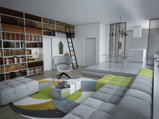 Progetto e render per appartamento in Savona, Marianna Di Gregorio Marianna Di Gregorio Modern Living Room Wood Wood effect