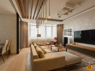 Атмосферный минимализм, Artichok Design Artichok Design Minimalistische Wohnzimmer Holz Grau