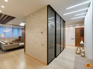 Атмосферный минимализм, Artichok Design Artichok Design Minimalist corridor, hallway & stairs Engineered Wood Transparent