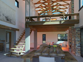 Holiday home for weekend rentals, Edge Design Studio Architects Edge Design Studio Architects Dining room لکڑی Brown