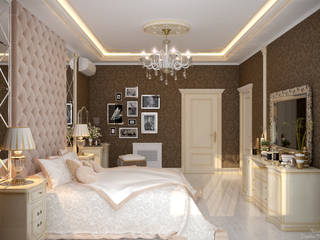 Дизайн спальни в классическом стиле в квартире в ЖК "Ливанский дом", г.Краснодар, Студия интерьерного дизайна happy.design Студия интерьерного дизайна happy.design Classic style bedroom