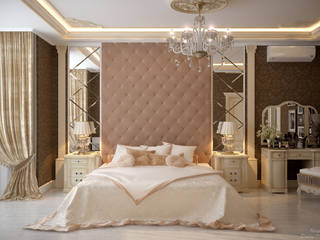 Дизайн спальни в классическом стиле в квартире в ЖК "Ливанский дом", г.Краснодар, Студия интерьерного дизайна happy.design Студия интерьерного дизайна happy.design Classic style bedroom