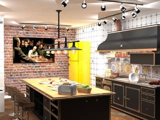 Кухня гостиная, Diveev_studio#ZI Diveev_studio#ZI Industrial style kitchen