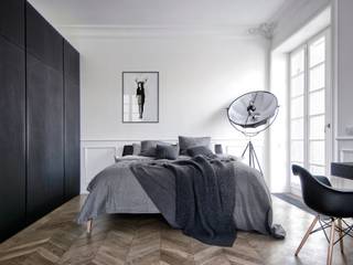Интерьер AM, INT2architecture INT2architecture Minimalistische Schlafzimmer Schwarz