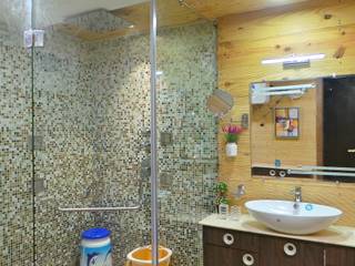 Bungalow , Shadab Anwari & Associates. Shadab Anwari & Associates. Modern bathroom Mirror,Sink,Tap,Plumbing fixture,Bathroom sink,Blue,Bathroom,Shower head,Floor,Wall