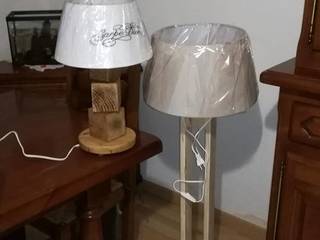 lampe en palette recyclé, Palcreassion Palcreassion Спальня в стиле лофт Дерево Эффект древесины