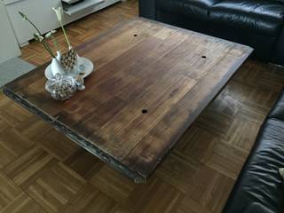 Eettafel, salontafel en drankpaal., WE-Maatdesign WE-Maatdesign Industrial style living room Wood Wood effect