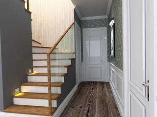 Country house , Murat Aksel Architecture Murat Aksel Architecture Country style corridor, hallway& stairs Wood White