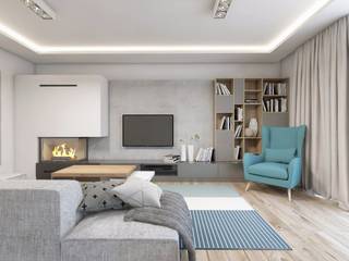 Projekt domu jednorodzinnego 10, BAGUA Pracownia Architektury Wnętrz BAGUA Pracownia Architektury Wnętrz Scandinavian style living room