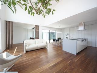 TERAJIMA ARCHITECTS／テラジマアーキテクツ Modern living room Wood White