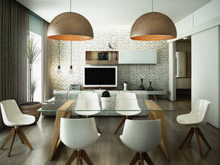 Casa PISI, rendering4you rendering4you Dining room Amber/Gold