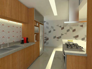 Apto 24, Pereira Cunha Arquitetos Pereira Cunha Arquitetos 現代廚房設計點子、靈感&圖片 木頭 Wood effect