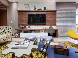 Apartamento Santo André, Amanda Pinheiro Design de interiores Amanda Pinheiro Design de interiores Livings de estilo moderno Madera Acabado en madera