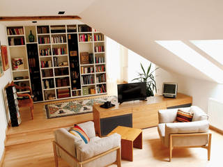 Dachgeschoss Wohnung, Schwarzott Einrichtungshaus & Werkstätte Schwarzott Einrichtungshaus & Werkstätte Modern Living Room Wood Wood effect
