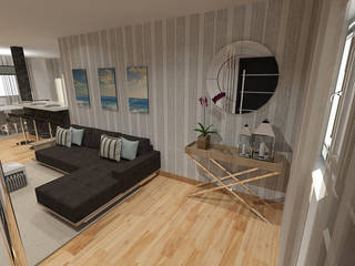 Projeto 3D Apartamento T1, AS-Arquidesign AS-Arquidesign Modern corridor, hallway & stairs