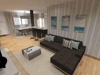 Projeto 3D Apartamento T1, AS-Arquidesign AS-Arquidesign Modern living room