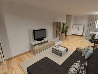 Projeto 3D Apartamento T1, AS-Arquidesign AS-Arquidesign Modern living room