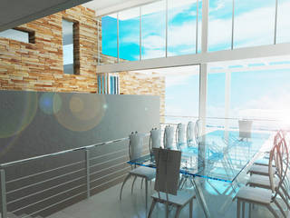 Mountain House, Edge Design Studio Architects Edge Design Studio Architects Minimalist dining room Concrete Grey