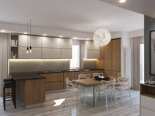 Ristrutturazione appartamento con linee moderne , Beniamino Faliti Architetto Beniamino Faliti Architetto Dapur Modern