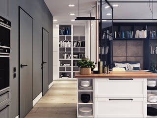 Design project of the apartment in Zagreb (50 sq.m.), Entalcev Konstantin Entalcev Konstantin Salas de estar minimalistas