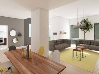 APARTAMENTO - T3 DUPLEX - ESTRELA, EU LISBOA EU LISBOA 地中海デザインの リビング