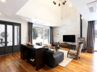 비한재 (秘閒齋) : 숨겨진 공간속의 한적한 집, 위즈스케일디자인 위즈스케일디자인 Living room Sandstone