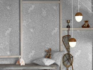 FOREST Dust Dove Grey Wallpaper 10m Roll, Hevensent Hevensent Scandinavian style houses Paper