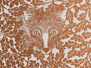 FOREST Copper Rust Metallic Screen Print Wallpaper 10m Roll, Hevensent Hevensent Skandinavische Häuser