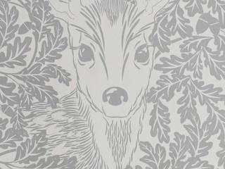 FOREST Dust Dove Grey Wallpaper 10m Roll, Hevensent Hevensent Scandinavian style houses