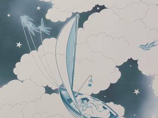 FISHING FOR STARS Midnight Wallpaper 10m Roll, Hevensent Hevensent 클래식스타일 주택
