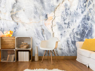 White and Blue Marble Effect Wallsauce.com Walls Wallpaper