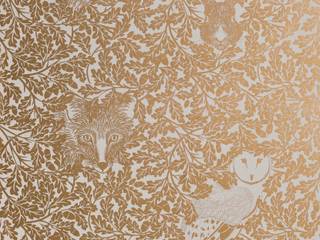 FOREST Midas Gold Screen Print Wallpaper 10m Roll, Hevensent Hevensent Klassische Häuser