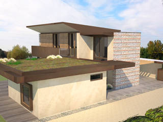 Villa in legno bioclimatica, Globarch Bioarchitettura Globarch Bioarchitettura モダンな 家