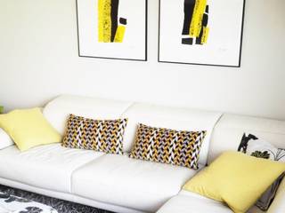 Salón amarillo, Habitaka diseño y decoración Habitaka diseño y decoración غرفة المعيشة