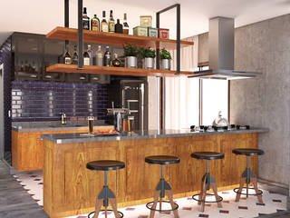 Área Gourmet, MS One Arquitetura & Design de Interiores MS One Arquitetura & Design de Interiores Industrial style kitchen